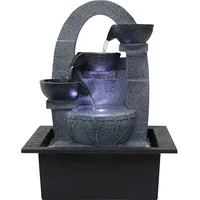 Dehner Zimmerbrunnen Skleda mit LED, 21 x 28 x 18.3 cm, Polyresin, dunkelgrau/grau