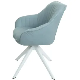 Mendler Einzelst�ck | Esszimmerstuhl HWC-K27, Küchenstuhl Stuhl mit Armlehne, drehbar Stoff/Textil ~ mint-grün