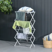 Homcom Wäscheständer faltbar 8-stufig Turmtrockner Metall Kunststoff Weiß 74x35x144cm