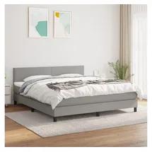 vidaXL Boxspringbett mit Matratze Hellgrau 160x200 cm Stoff