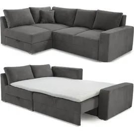 luma-home Eckcouch Cord 3-Sitzer Dunkelgrau