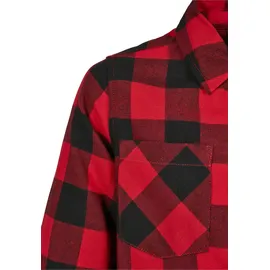 URBAN CLASSICS Checked Flanell Langarmhemd Black / Red 158-164 cm
