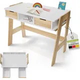 Juskys Kinderschreibtisch Fietje Kiefer lackiert / Weiß