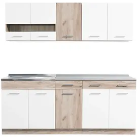 Homestyle4u Küchenzeile 200 cm Eiche matt