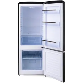 DOMO collection DO91706R Retro-Kühl-Gefrierkombination (191 l, 1455 mm hoch, Schwarz)