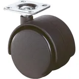 BS Rollen Kunststoffdoppelrolle D.50mm Trgf. 40kg m.Platte PA transp.