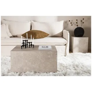 BOURGH Couchtisch Marmor Optik York - Wohnzimmertisch/Coffee Table 60x80x40cm - Sofatisch/Wohnzimmer Tisch aus MDF in beige - Wohnzimmer Möbel