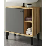 Furn.Design Waschbeckenunterschrank Torsby (Badschrank Evoke Eiche mit grau, 60 x 65 cm) mit viel Stauraum grau