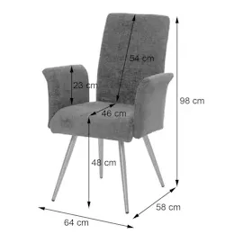 Mendler 2er-Set Esszimmerstuhl HWC-G55, Stuhl mit Armlehne, Edelstahl gebürstet Stoff/Textil Chenille Öko-Tex ~ braun