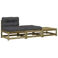 vidaXL Gartensofa ohne Armlehnen mit Kissen und Hockern