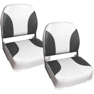 pro.tec Bootssitz Riccione 2er Set Kunstleder klappbar Grau/Weiß