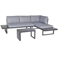 dasmöbelwerk Gartenlounge Loungeset Ecksofa Balkonset Nairobi 3tlg. Aluminium/HPL anthrazit - Grau