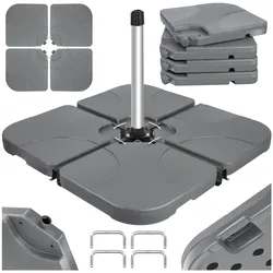 KESSER® Sonnenschirmständer 4-teilig Schirmgewicht Schirmständer für Ampelschirm Bodenkreuz 60 Liter / 80 kg befüllbar mit Wasser oder Sand Inkl. Metallverbinder Ampelschirmständer Kunststoff