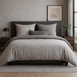 Traumschlaf Mako-Satin Texture Dunkelgrau 200 x 200 cm + 2 x 40 x 80 cm
