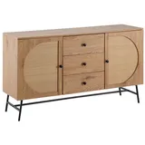 FineBuy Anrichte 140 cm Kommode Kommodenschrank mit Türen Geflecht