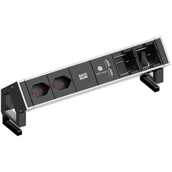 BACHMANN DESK2 2xCH T13 USB Charger 2xCM, Strom 0,2m GST18 Inox lackiert Schweiz