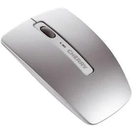 Cherry DW 8000, kabelloses Tastatur- und Maus-Set, EU-Layout (QWERTY), batteriebetrieben, ultraflache Tastatur, 3 Tasten-Maus mit Infrarotsensor, Weiß-Silber