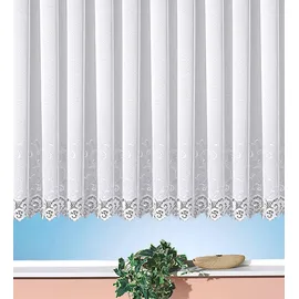 WECKBRODT Gardine WECKBRODT "Elina" Gr. 14, weiß, B:900cm H:145cm, Polyester, Gardinen, Gardine, echte Stickerei, Makramee, halbtransparent, Bordüre, gebogt, Store