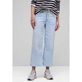STREET ONE Loose-fit-Jeans STREET ONE, Damen, Gr. 34, Länge 26, blau (bleached random wash), Jeans, 89% Baumwolle, 8% Polyester, 3% Elasthan, unifarben, 7/8-Länge, Jeans, im Loose Fit