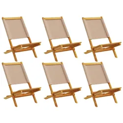 vidaXL Gartenstühle 6 Stk., Gartenstuhl mit Armlehnen, Klappstuhl für Garten Balkon Terrasse, Stuhlset Gartenmöbel, Taupe Stoff Massivholz Akazie