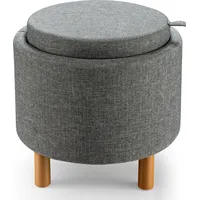 Costway Sitzhocker Samt rund 38 x 40 x 38 cm Grau