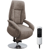 Cavadore TV-Sessel Edinburgh / Fernsehsessel mit Aufstehhilfe & elektrisch verstellbarer Relaxfunktion / 2 E-Motoren / 74 x 114 x 77 / Lederoptik: Taupe
