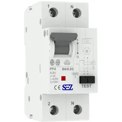 SEZ FI/LS B6 30mA 2p 10kA RCBO FI/LS-Schalter 0090610 Kombi Schalter SEZ 0011