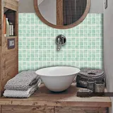 WIQUYBML Fliesenaufkleber für Zuhause, Mosaik, Mintgrün, Selbstklebende Fliesen, wasserfest, zum Aufkleben auf Fliesen, Heimdeko, Fliesenaufkleber für Zuhause, Küche, Badezimmer, selbstkleb