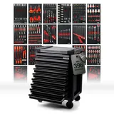 Werkzeugwagen PRO Line "FULL BLACK" mit 9 Schubladen inklusive Werkzeug