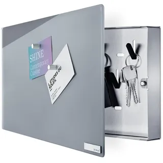 blomus Schlüsselkasten Velio Schlüsselkasten Glasmagnettafel Magnetwand Schlüsselbrett Edelst grau