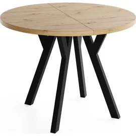 WFL GROUP Runder Ausziehtisch 100 x 76 x 300 cm hellbraun/braun