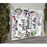 Tierra Bella Picknickdecke "Frida Flowers" in Weiß - (L)170 x (B)140 cm