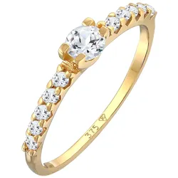 Elli PREMIUM Topas Solitär Verlobung 375er Gelbgold Ringe   Damen 