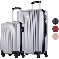 Slazenger Kofferset 2 Teilig - Handgepäck Koffer und Reisekoffer (M + XL) - ABS Trolley Hartschalenkoffer Set mit 360° Rädern - Kombinationsschloss - Silber