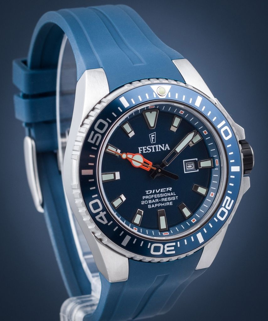 Festina Taucheruhr Herren Diver F20664/1 Silikon Armband, Blau