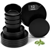 MiaMio Luxe Geschirrset 12-tlg. schwarz