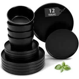 MiaMio Luxe Geschirrset 12-tlg. schwarz