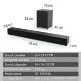 2.1 Soundbars fš1r Fernseher mit Subwoofer, Deep Bass Soundbar, Heimkino, PC-Gaming, BT-Lautsprecher mit Mikrofoneingang fš1r Karaoke mit Fernb... - Schwarz