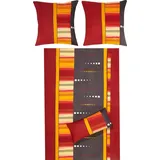 Erwin Müller Bettwäsche Single-Jersey rot-gelb-anthrazit Größe 1x 155x200 cm | 1x 80x80 cm