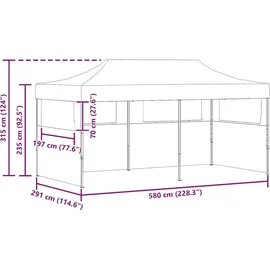 vidaXL Pop-up 3 x 6 m inkl. Seitenteile cremeweiß