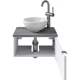 Saphir Waschtisch SAPHIR "Serie 6915 Waschschale mit Unterschrank für Gästebad, Gäste WC", weiß (weiß glanz, oxid dunkelgrau, weiß glanz), B:51cm H:39,8cm T:35cm, Waschtische, Waschtisch, 51 cm breit, 1 Tür, Waschtischplatte, kleine Bäder, ohne Armatur