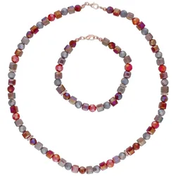 Smart Jewel Schmuckset Schmuck mit Kristallsteinen in rot und lavendel, Messing Ketten   Violett 