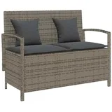 Furnicato Gartenbank Mit Stauraum Und Kissen Grau Poly Rattan