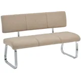 Esszimmerbank VILAS Polsterbank Sitzbank mit Rückenlehne beige Stoff