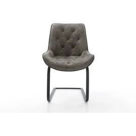 DeLife Freischwinger Taimi-Flex Mikrofaser Grau Antik Freischwinger flach Schwarz