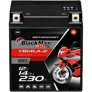 BlackMax YB14L-A2 GEL Motorradbatterie 12V 14Ah Batterie 51411 12N14-3A FB14L-A2