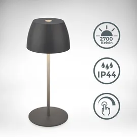 B.K.Licht Mini LED Tischlampe Kunststoff 8x20 cm Akku Dimmbar Anthrazit