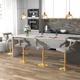 Costway Barhocker 63-85 cm Samt Grau
