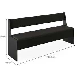 Vicco Esszimmer-Bank Roman, Schwarz, 166.6 x 41.5 cm