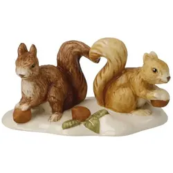 Weihnachtsfigur GOEBEL "Tierfigur - Eichhörnchen auf Futtersuche, Höhe ca. 4 cm", bunt, B:4cm H:4cm T:7,5cm, Steingut, Dekofiguren, Sammlerfigur, Weihnachtsdeko, Dekofigur aus Steingut